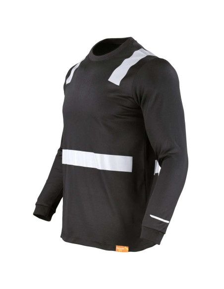 Polera Dry Fresh con Cintas Reflectivas Manga Larga Negro