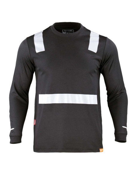 Polera Dry Fresh con Cintas Reflectivas Manga Larga Negro
