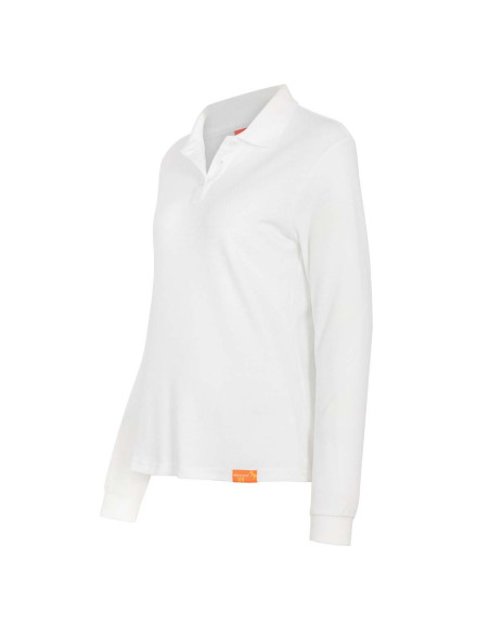 Polera piqué para Mujer 60% algodón Manga Larga Blanco