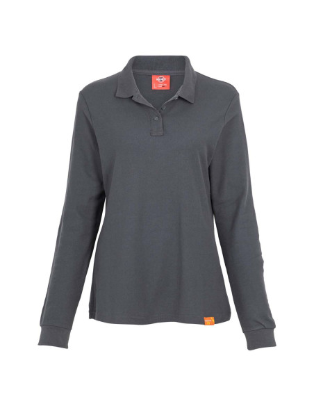 Polera piqué para Mujer 60% algodón Manga Larga Gris Oscuro