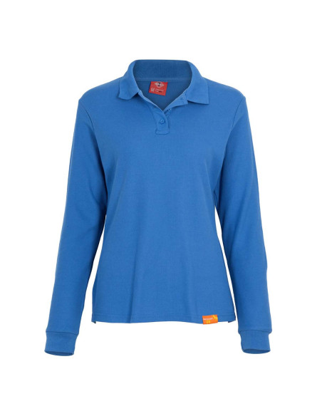 Polera piqué para Mujer 60% algodón Manga Larga Azul