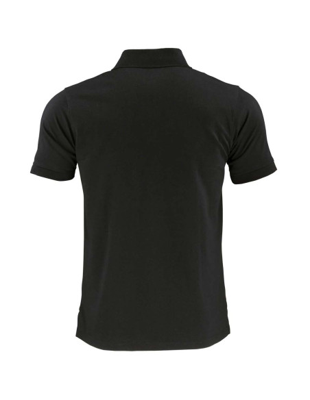 Polera piqué Back in Time para Hombre 60% Algodón Manga Corta Negro