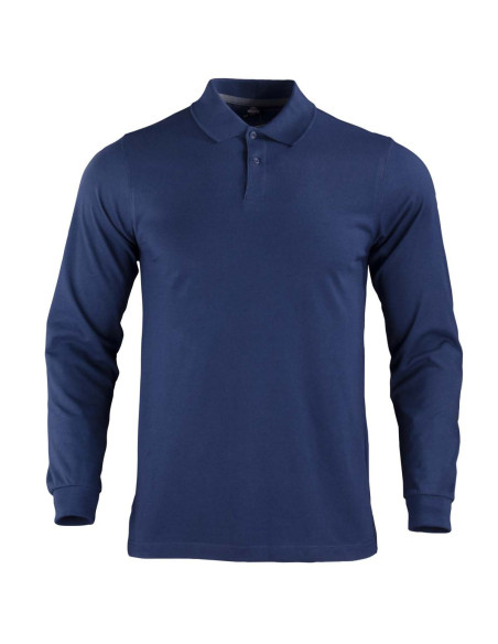 Polera piqué Back in Time para Hombre 60% Algodón Manga Larga Azul