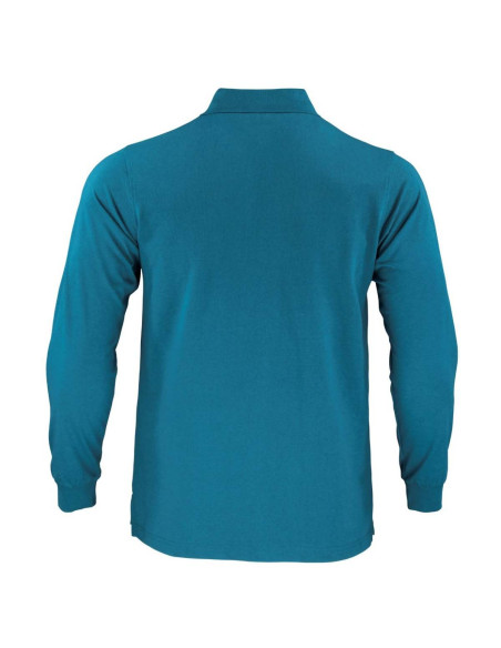 Polera piqué Back in Time para Hombre 60% Algodón Manga Larga Azul Piedra