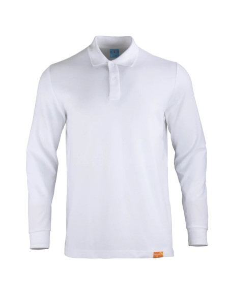Polera piqué para hombres 80% algodón Manga Larga Blanco