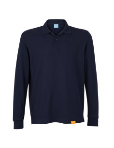 Polera piqué para hombres 80% algodón Manga Larga Azul 2