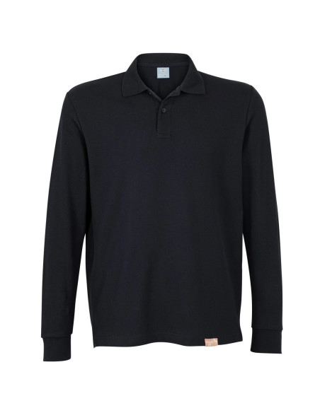 Polera piqué para hombres 80% algodón Manga Larga Negro