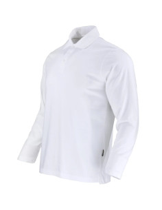 Polera Dry Fresh para Hombre cuello piqué Manga Larga Blanco
