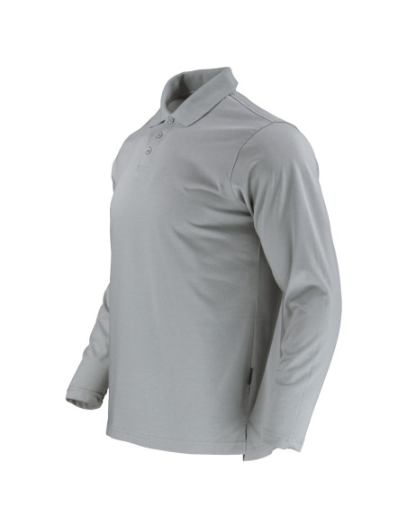 Polera Dry Fresh para Hombre cuello piqué Manga Larga Gris