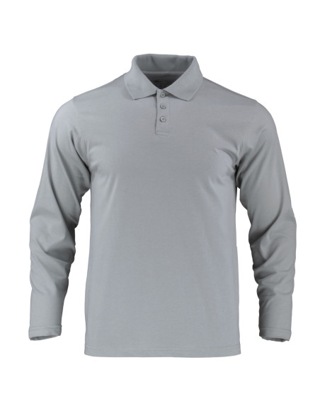 Polera Dry Fresh para Hombre cuello piqué Manga Larga Gris