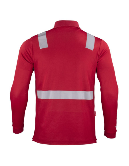 Polera Dry Fresh con Cintas Reflectivas para Hombres cuello piqué Manga Larga Rojo