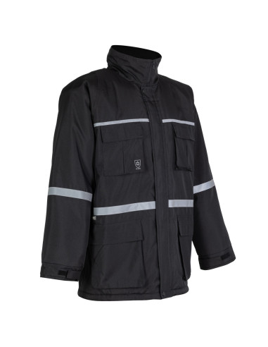Parka Termica Cintas Reflectivas Hombre Negro