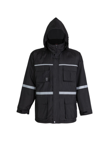 Parka Termica Cintas Reflectivas Hombre Negro