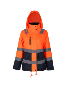 Parka Termica Alta VIisibilidad Mujer Naranjo / Azul