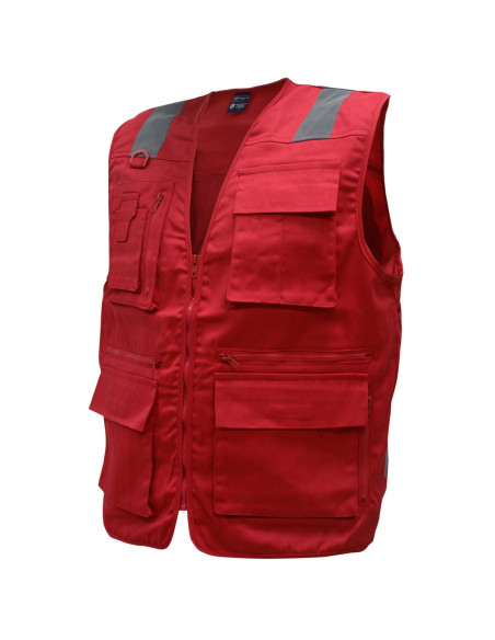 Chaleco Geogolo Gabardina Practical Line Unisex S/Manga Rojo