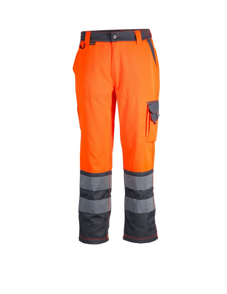 Pantalon Hombre Alta Visibilidad Bi-Color Clase 2 Naranjo / Gris Oscuro