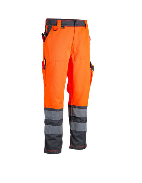 Pantalon Hombre Alta Visibilidad Bi-Color Clase 2 Naranjo / Gris Oscuro