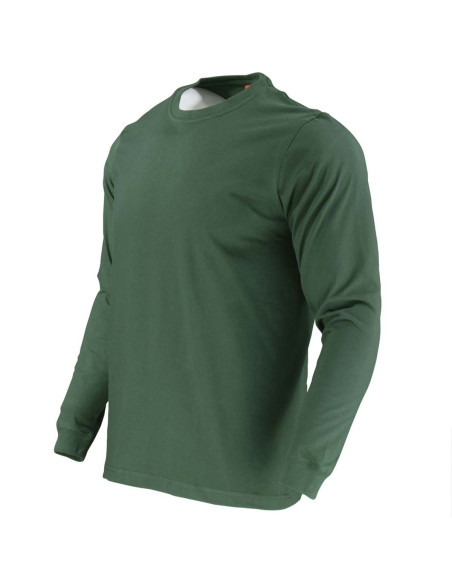 Polera de cuello redondo para Hombres 100% algodón Manga Larga Verde Pino